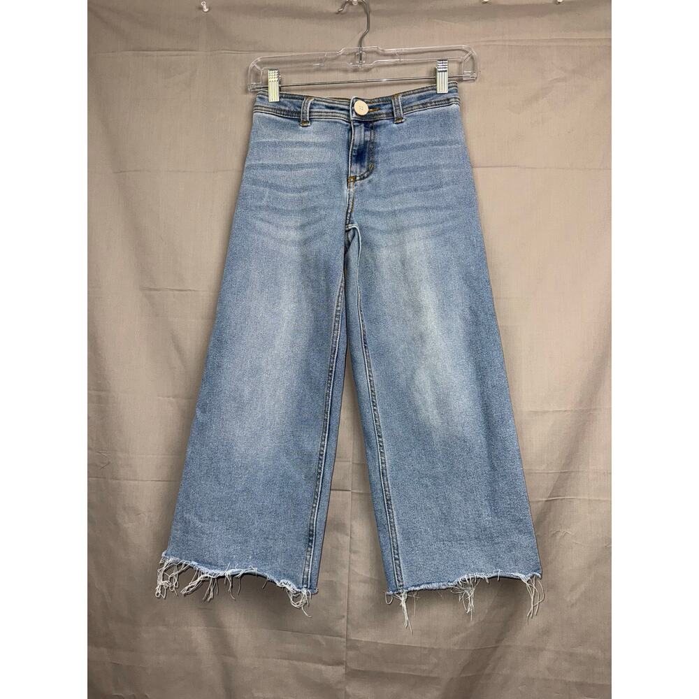 Wonder Nation Girls Denim Wide Leg Frayed Hem Pants/Jeans, Size M (7/8)